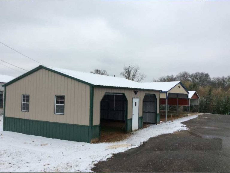 Garage With Garage Doors RD Carports, RV Covers, Metal Garages